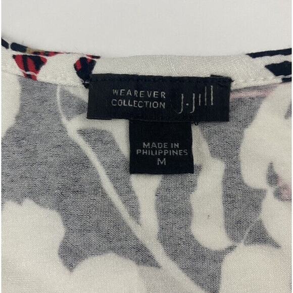 J Jill Wearever Collection Multicolor Red Black Floral Sleeveless Blouse Tank M - Picture 8 of 9